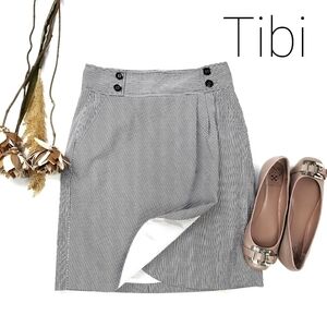 TIBI Blue White Stripe Wrap Button Pocket Skirt 4